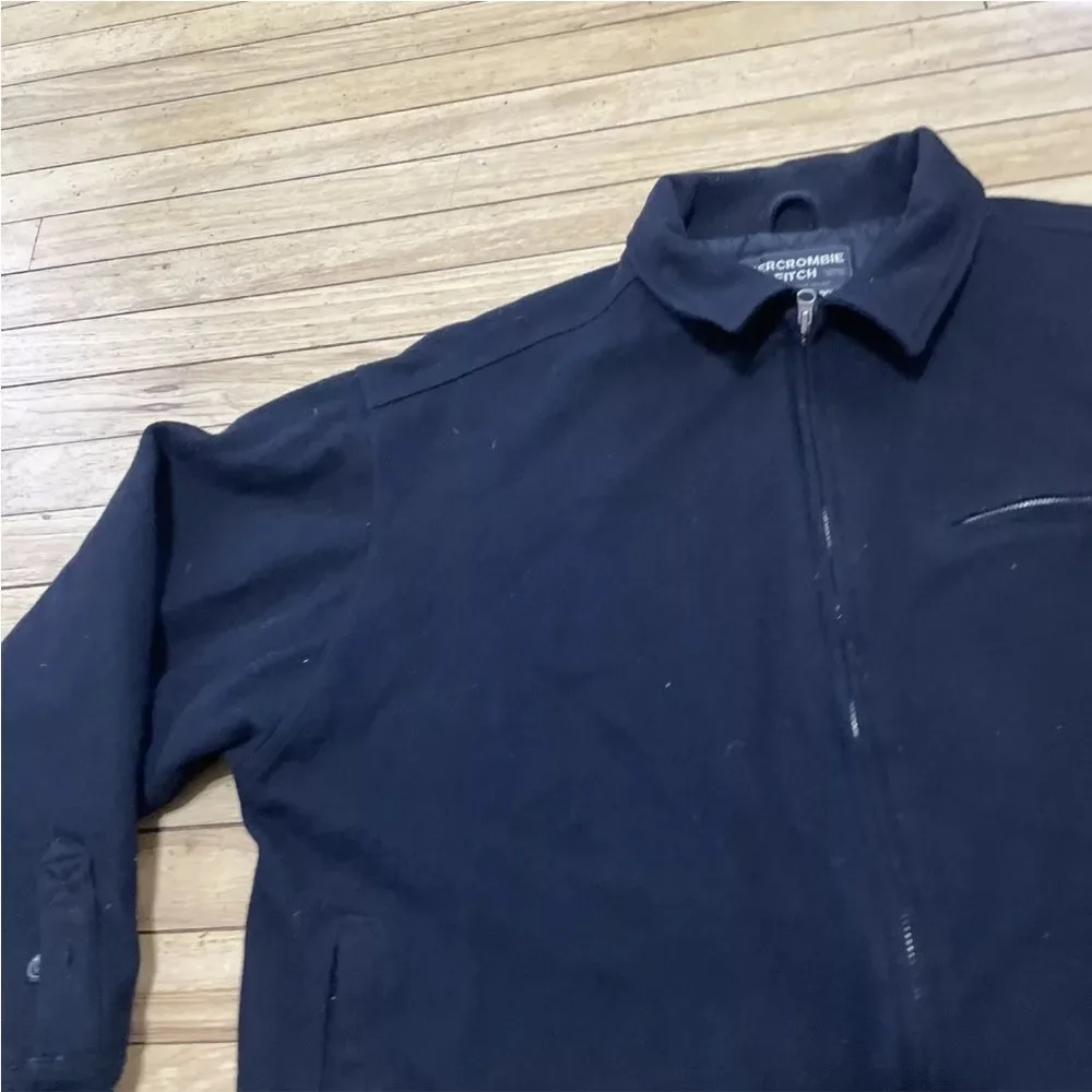 Abercrombie & Fitch Mens XL Gray Full Zip Long Sleeve Heavy Wool Blend Jacket XL